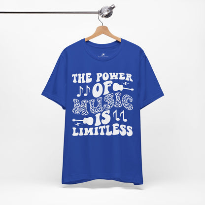 The Power of Music is Limitless Graphic Cotton T-Shirt - Trendy Short Sleeve Tee for Music Enthusiasts and Dreamers | Unique Design, Comfortable Fit, Premium Quality Printify