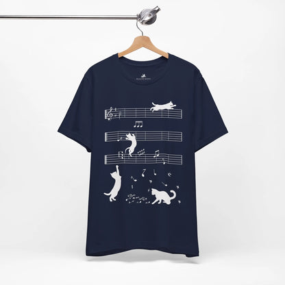 "Cute Cat Playing with Musical Notes" Music Graphic T-Shirt – Purrfectly in Tune! 🎶😻 Printify