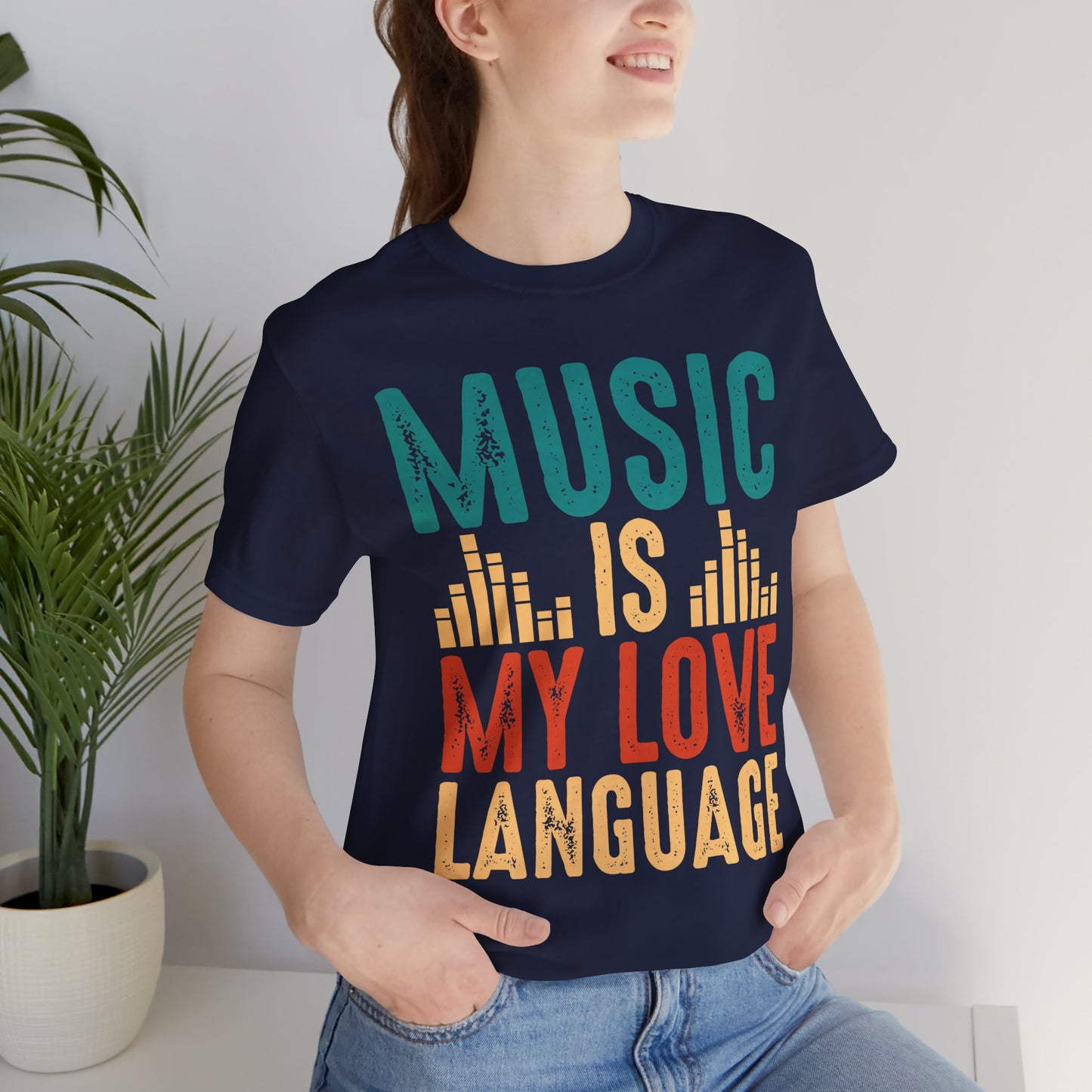 Music Is My Love Language Graphic Cotton T-Shirt - Trendy Short Sleeve Tee for Music Lovers | Unique Design, Comfortable Fit, Premium Quality Printify