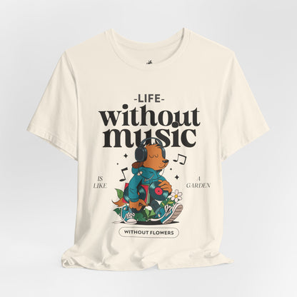 Life Without Music Cotton T-Shirt - Classic Graphic Tee for Men and Women | Unique Short Sleeve Design, Everyday Comfort Printify