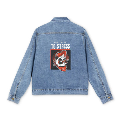 "Too Fresh to Stress" Men's Denim Jacket - Realm of Artists