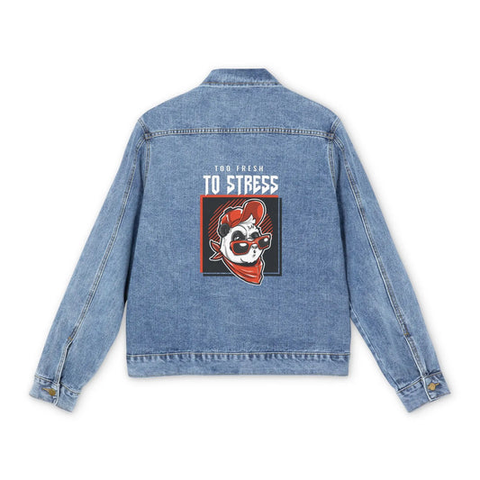 "Too Fresh to Stress" Men's Denim Jacket - Realm of Artists