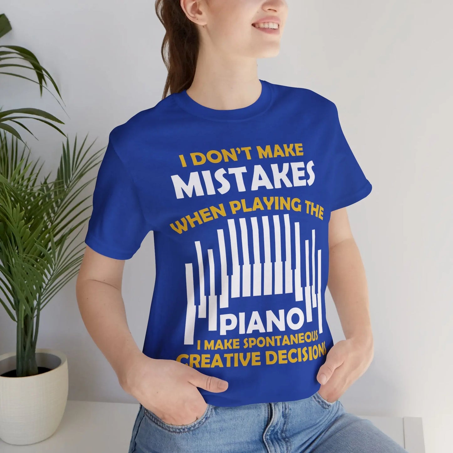 "I Don’t Make Mistakes When Playing the Piano, I Make Spontaneous Creative Decisions" Graphic T-Shirt – Embrace the Art of Improvisation! 🎹✨ Printify