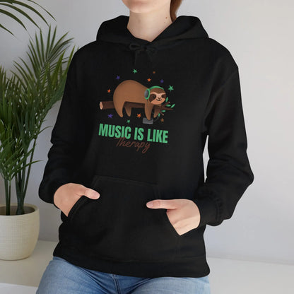 "Music is Like Therapy" Graphic Hoodie - Cozy Comfort and Style Printify