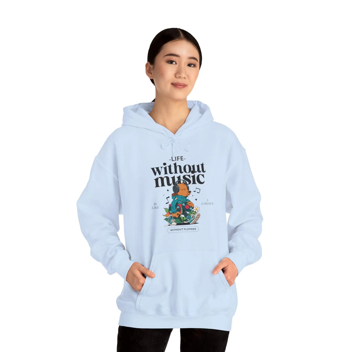 "Life Without Music is Like a Garden Without Flowers" Graphic Hoodie - Cozy and Stylish Printify