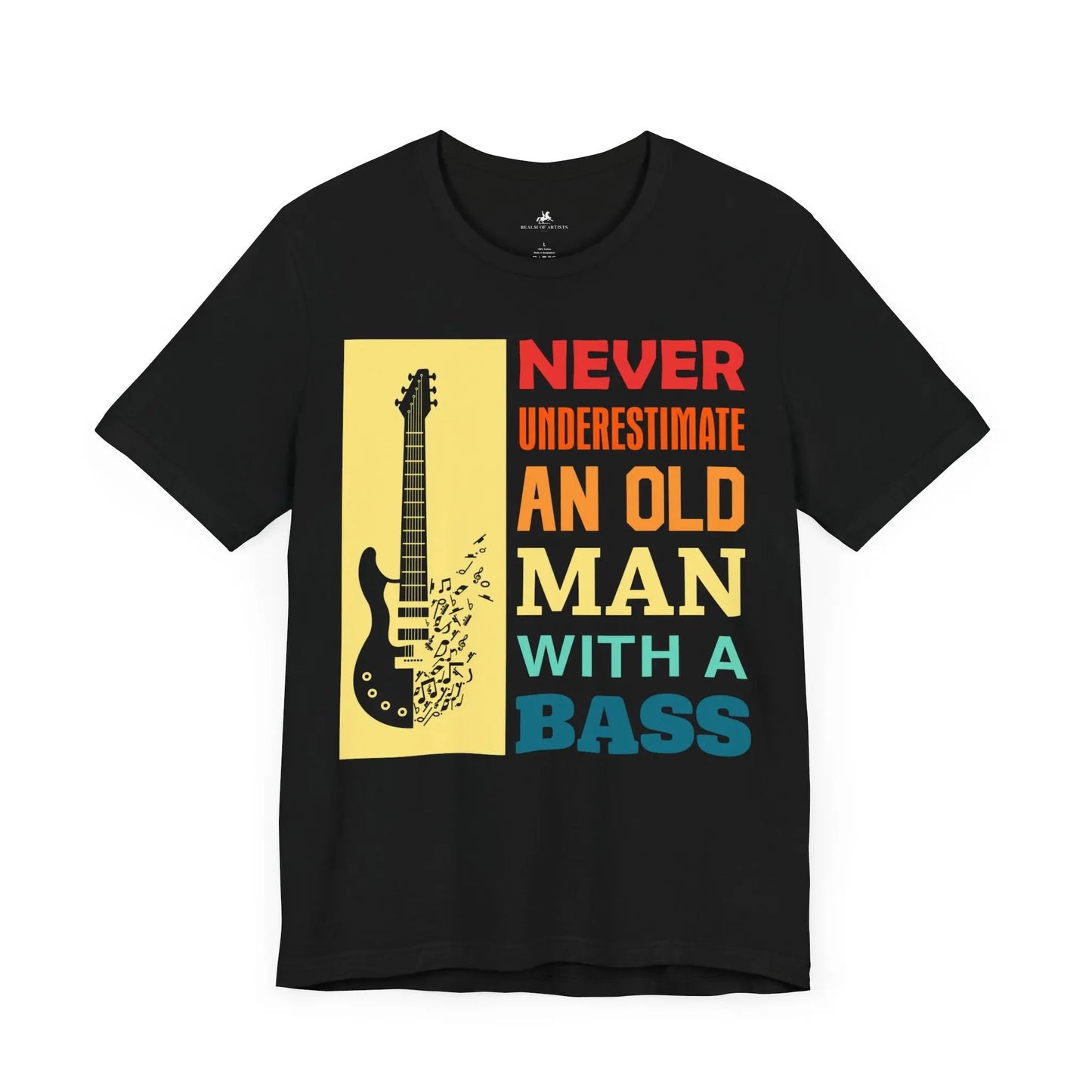 "Never Underestimate an Old Man with a Bass" Music Graphic T-Shirt – Because Experience Hits Harder! Printify