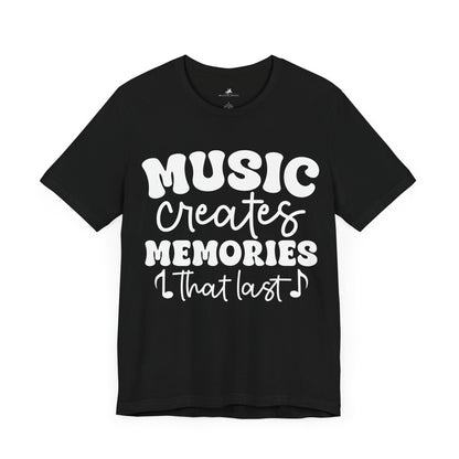 Music Creates Memories That Last Graphic Cotton T-Shirt - Trendy Short Sleeve Tee for Music Lovers and Memory Makers | Unique Design, Comfortable Fit, Premium Quality Printify