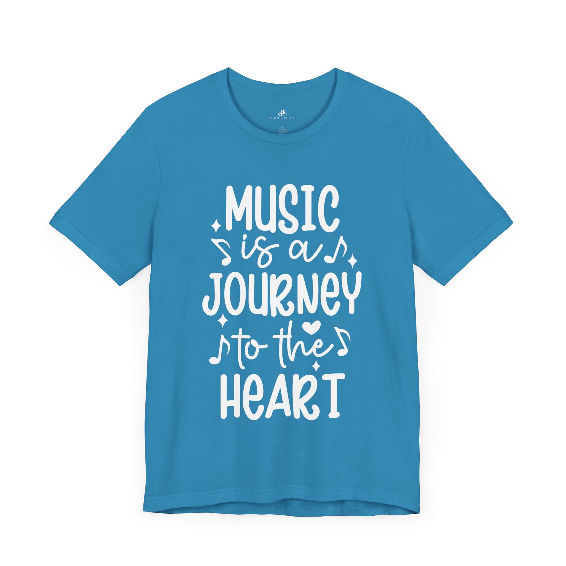 Music Is a Journey to the Heart Graphic Cotton T-Shirt - Trendy Short Sleeve Tee for Music Lovers and Soul Seekers | Unique Design, Comfortable Fit, Premium Quality Printify