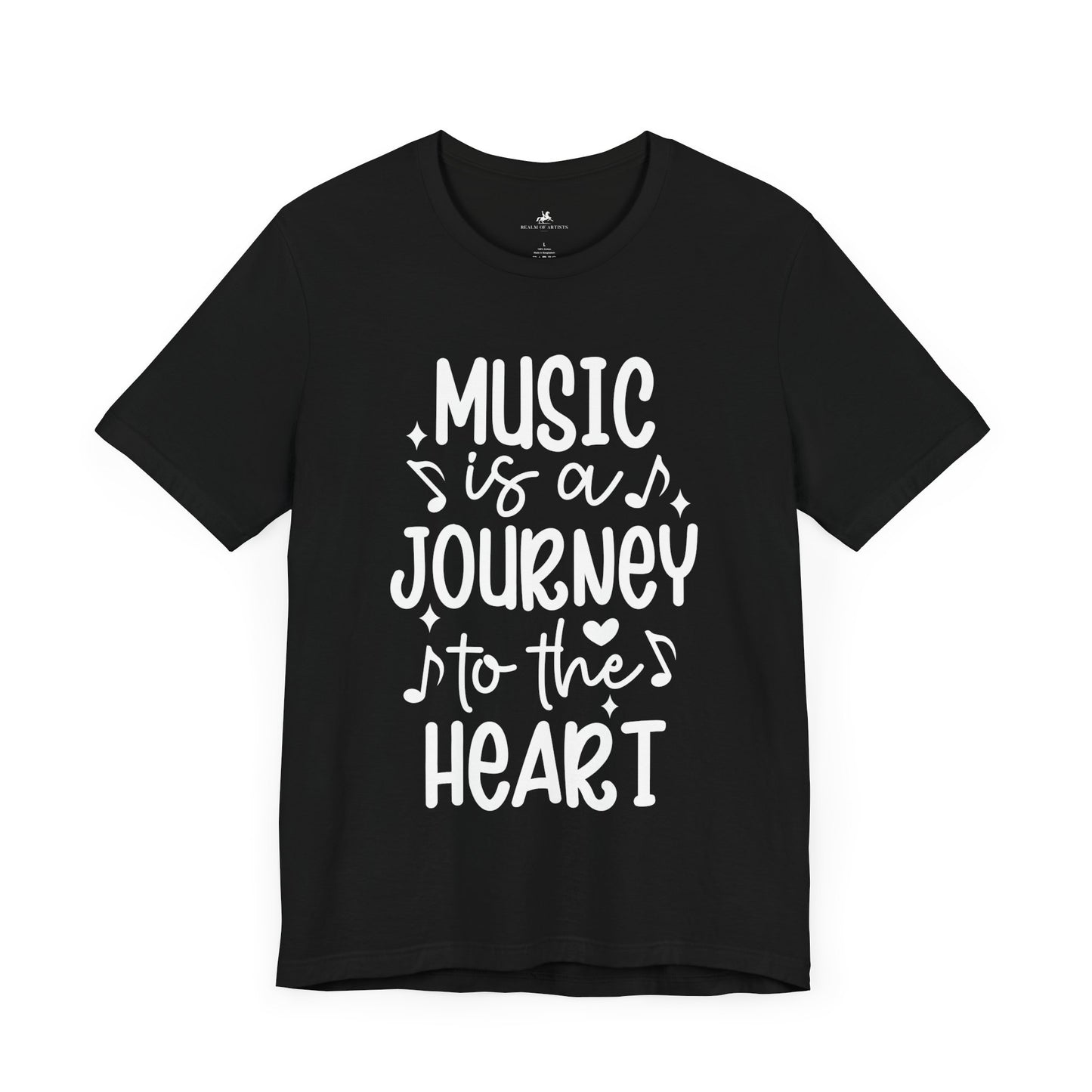 Music Is a Journey to the Heart Graphic Cotton T-Shirt - Trendy Short Sleeve Tee for Music Lovers and Soul Seekers | Unique Design, Comfortable Fit, Premium Quality Printify