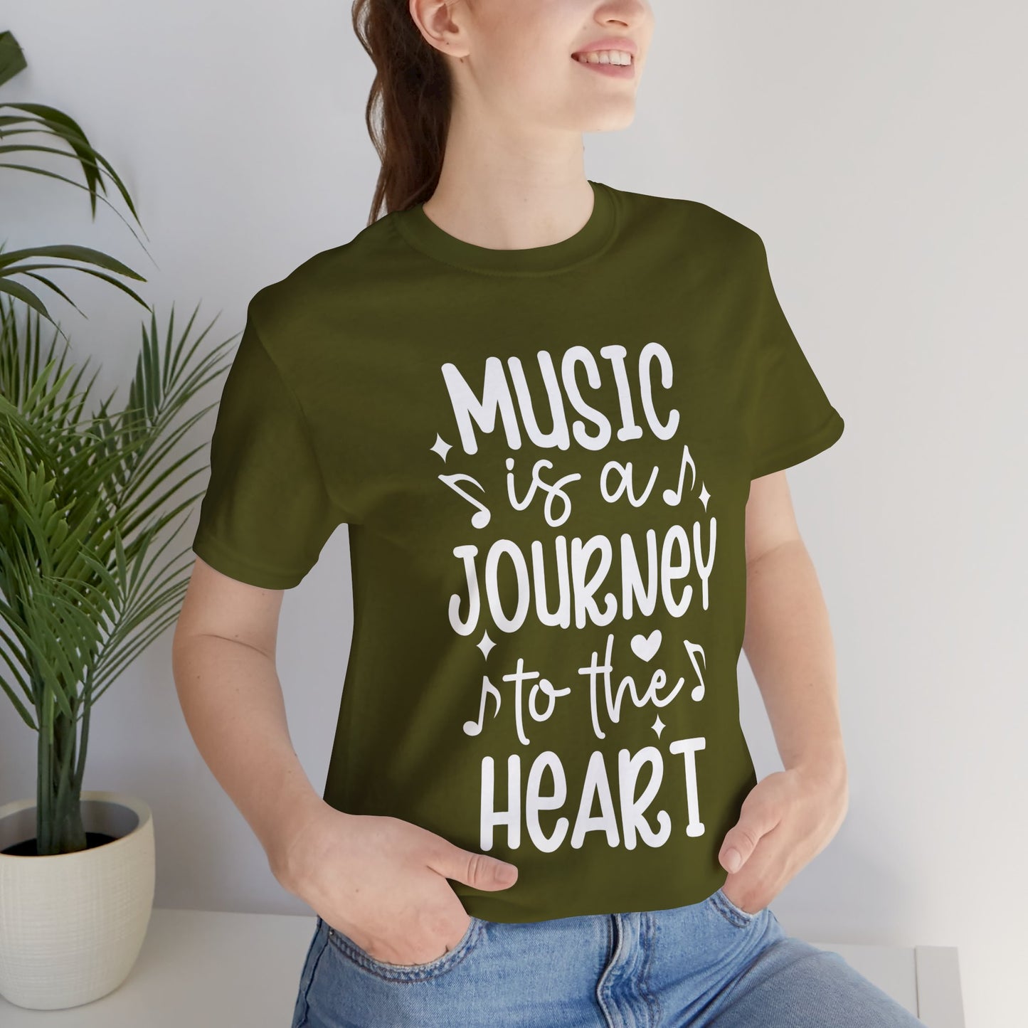 Music Is a Journey to the Heart Graphic Cotton T-Shirt - Trendy Short Sleeve Tee for Music Lovers and Soul Seekers | Unique Design, Comfortable Fit, Premium Quality Printify