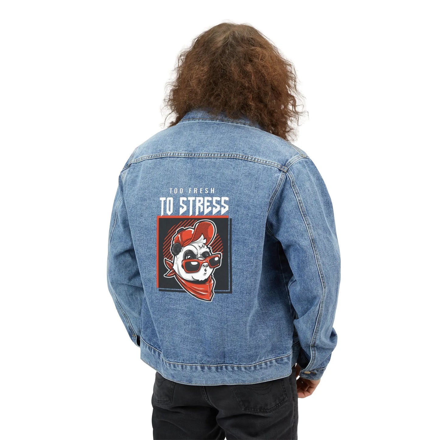 "Too Fresh to Stress" Men's Denim Jacket - Realm of Artists