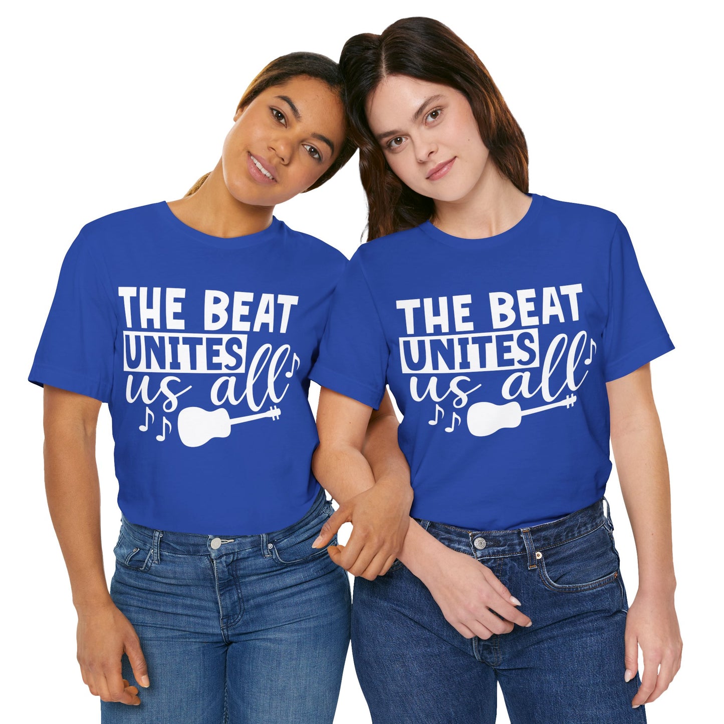 The Beat Unites Us All Graphic Cotton T-Shirt - Trendy Short Sleeve Tee for Music Lovers, Rhythm Enthusiasts, and Unity Seekers | Premium Quality, Comfortable Fit, Unique Design Printify