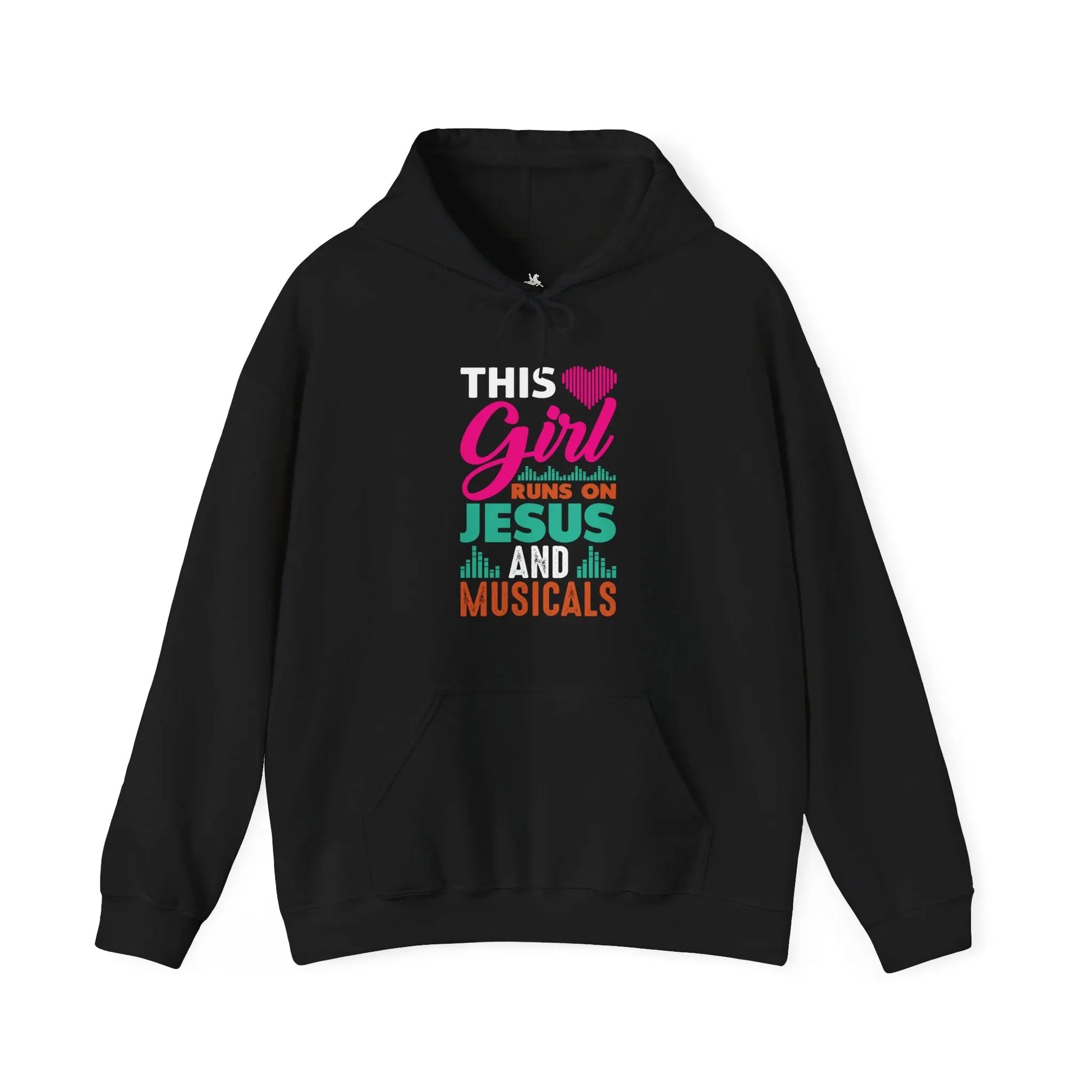 This Girl Runs on Jesus and Musicals Graphic Hoodie Printify