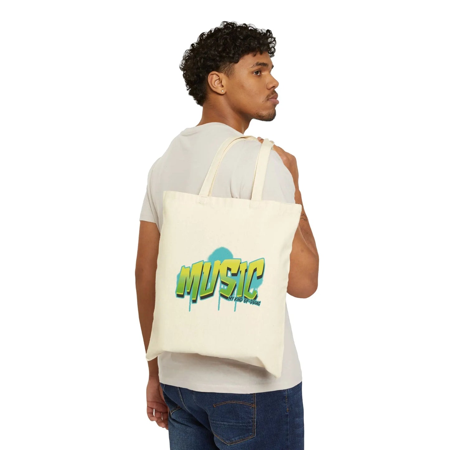 "Music: My Kind of Drug" Cotton Canvas Tote Bag - Realm of Artists