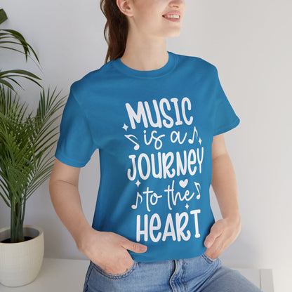 Music Is a Journey to the Heart Graphic Cotton T-Shirt - Trendy Short Sleeve Tee for Music Lovers and Soul Seekers | Unique Design, Comfortable Fit, Premium Quality Printify