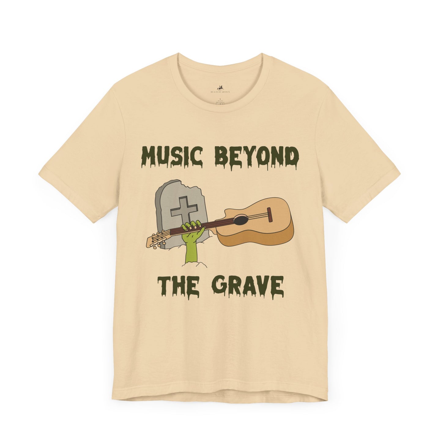 Music Beyond the Grave Graphic Cotton T-Shirt - Trendy Short Sleeve Tee for Music Lovers | Unique Design, Comfortable Fit, Premium Quality Printify