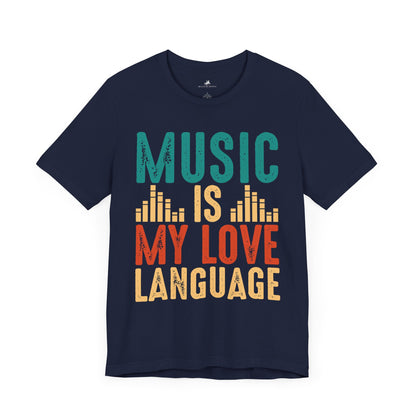 Music Is My Love Language Graphic Cotton T-Shirt - Trendy Short Sleeve Tee for Music Lovers | Unique Design, Comfortable Fit, Premium Quality Printify