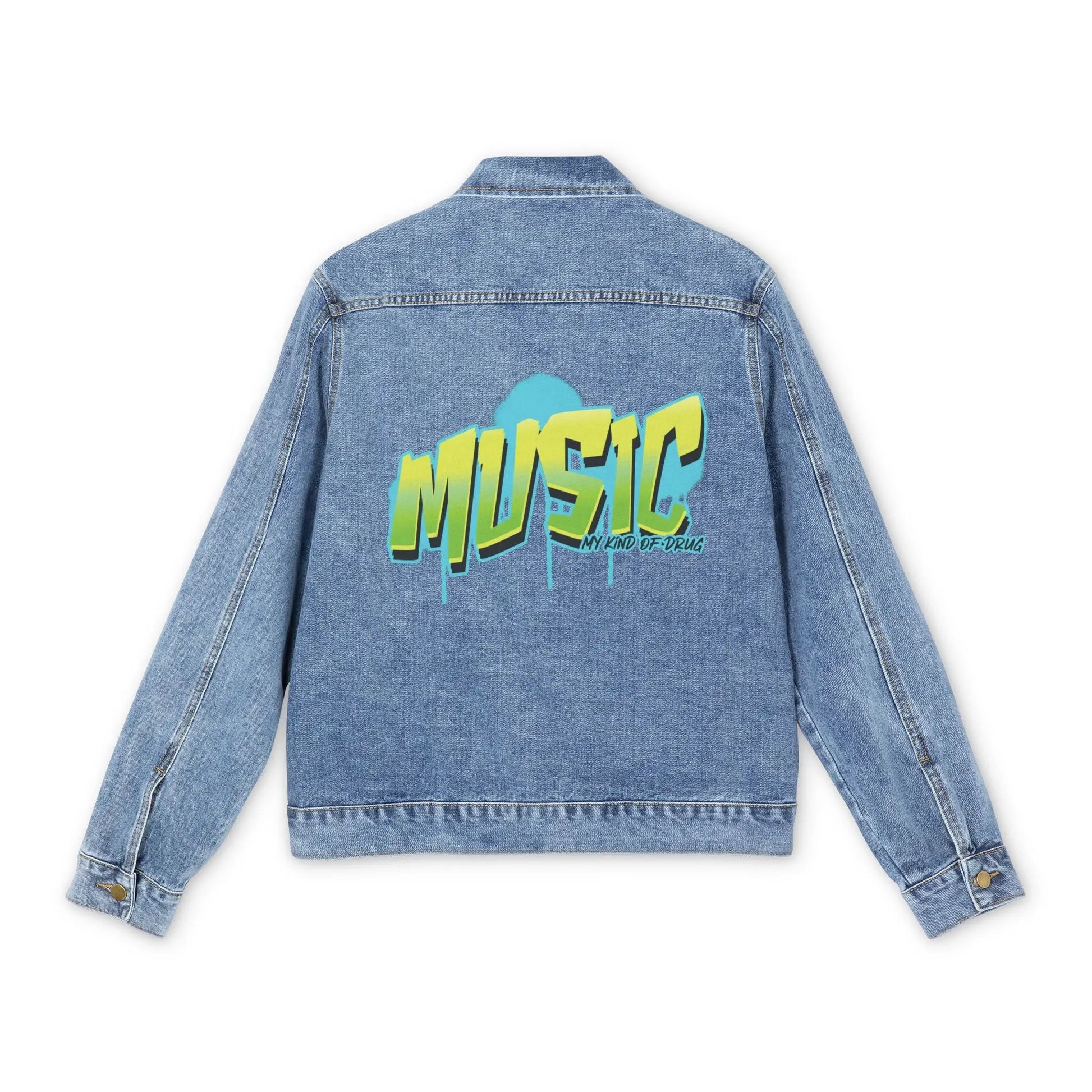 "Music: My Kind of Drug" Men's Denim Jacket - Realm of Artists