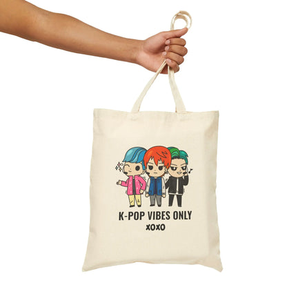 "K-Pop Vibes Only" Cotton Canvas Tote Bag - Realm of Artists