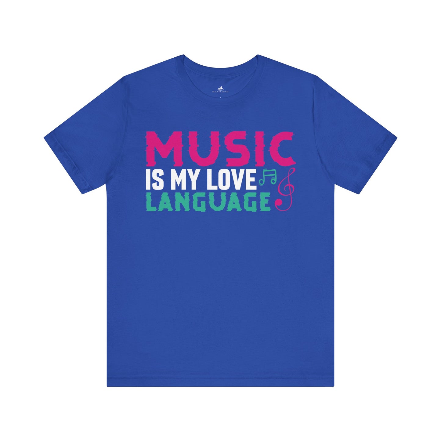 Music Is My Love Language Graphic Cotton T-Shirt - Trendy Short Sleeve Tee for Music Lovers and Romance Seekers | Unique Design, Comfortable Fit, Premium Quality Printify