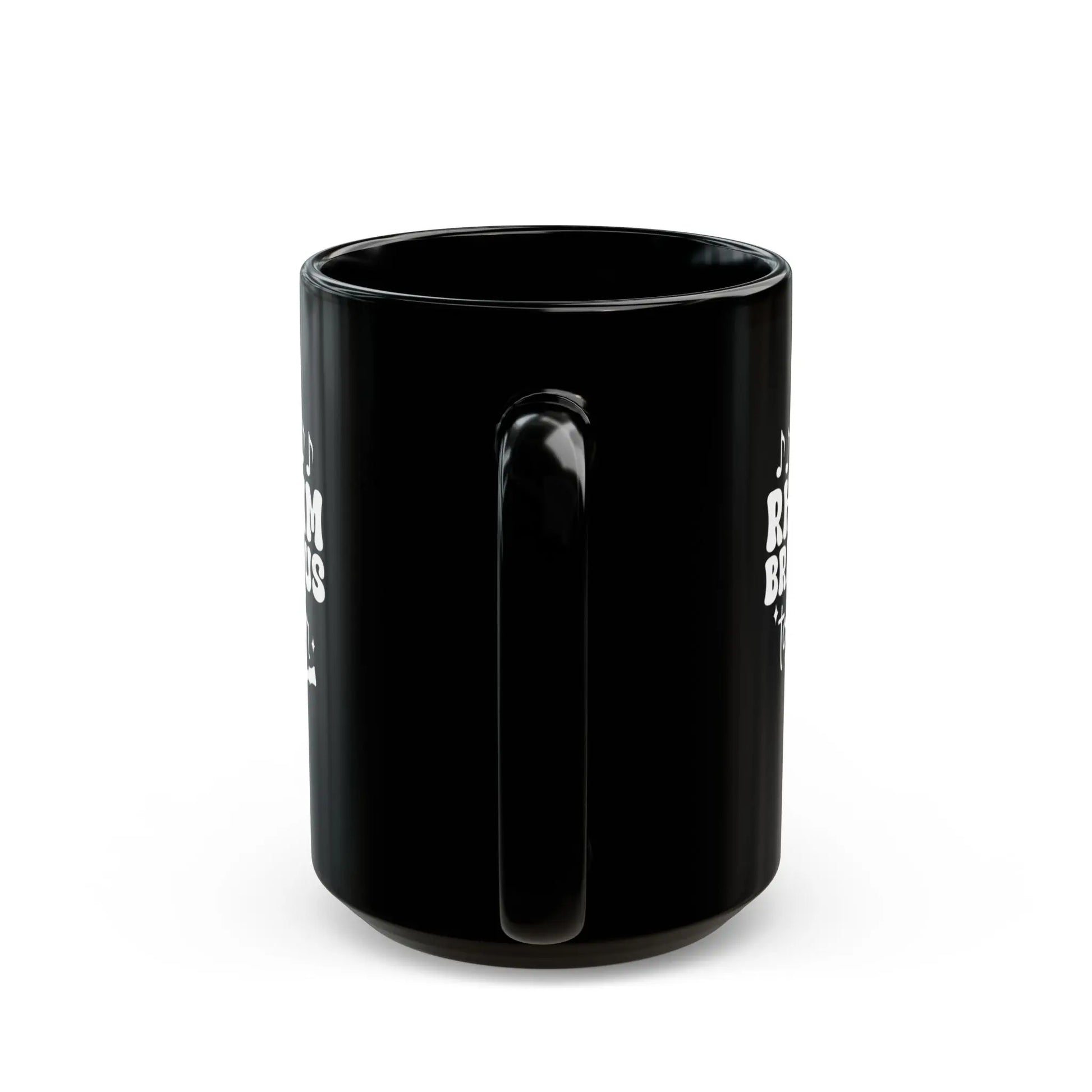 "The Rhythm Brings Us Together" Black Ceramic Mug – Perfect for Coffee, Tea & Hot Chocolate Lovers Printify