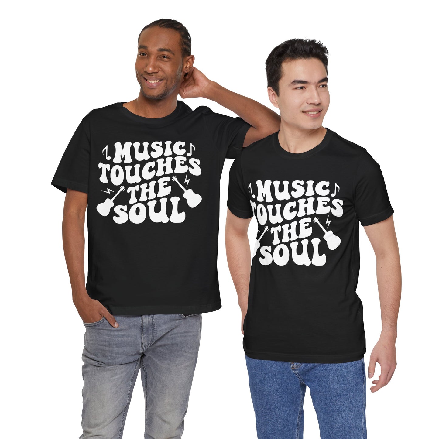 Music Touches the Soul Graphic Cotton T-Shirt - Trendy Short Sleeve Tee for Music Lovers and Emotional Thinkers | Unique Design, Comfortable Fit, Premium Quality Printify