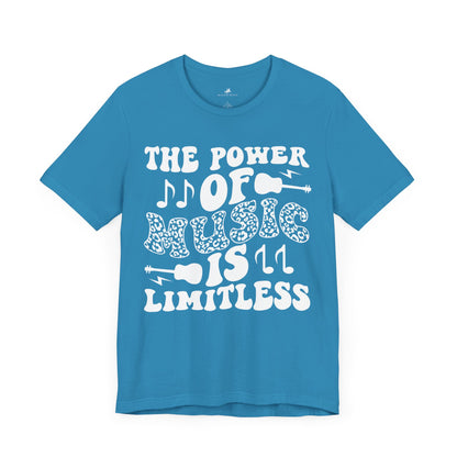 The Power of Music is Limitless Graphic Cotton T-Shirt - Trendy Short Sleeve Tee for Music Enthusiasts and Dreamers | Unique Design, Comfortable Fit, Premium Quality Printify