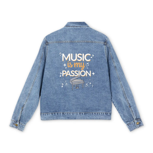 "Music is My Passion" Men's Denim Jacket - Realm of Artists