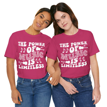 The Power of Music is Limitless Graphic Cotton T-Shirt - Trendy Short Sleeve Tee for Music Enthusiasts and Dreamers | Unique Design, Comfortable Fit, Premium Quality Printify