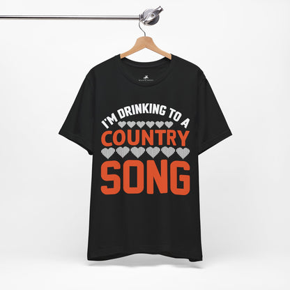 I'm Drinking to a Country Song Graphic Cotton T-Shirt - Trendy Short Sleeve Tee for Country Music Lovers and Fun Spirits | Unique Design, Comfortable Fit, Premium Quality Printify