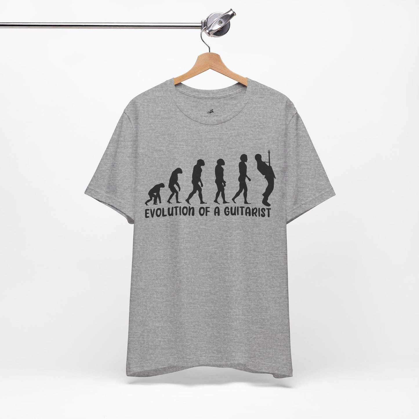 Evolution of a Guitarist Graphic Cotton T-Shirt - Trendy Short Sleeve Tee for Guitar Players | Unique Design, Comfortable Fit, Premium Quality Printify