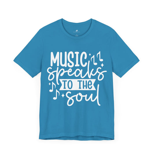 Music Speaks to the Soul Graphic Cotton T-Shirt - Trendy Short Sleeve Tee for Music Enthusiasts and Dreamers | Unique Design, Comfortable Fit, Premium Quality Printify