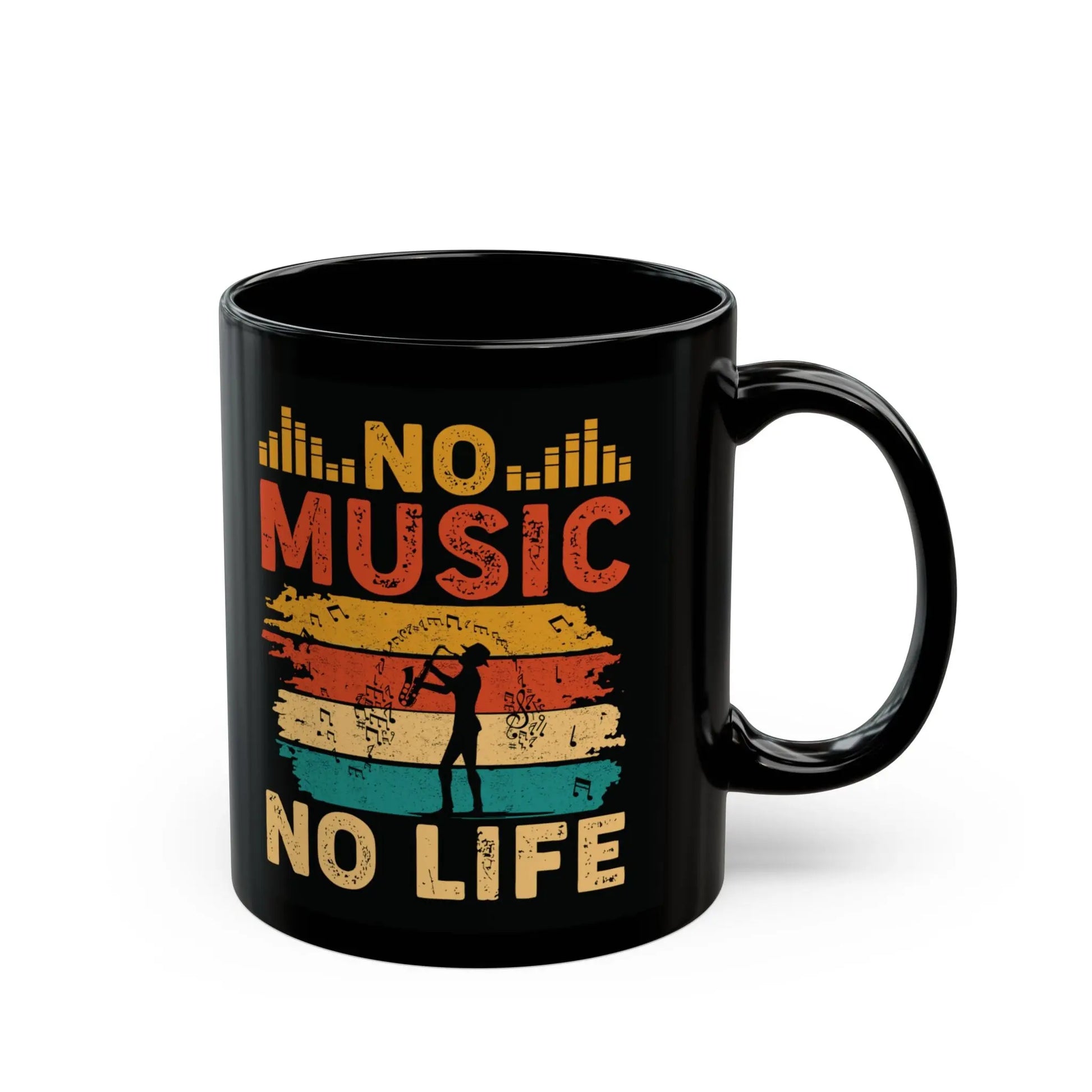 "No Music, No Life" Black Ceramic Mug – A Must-Have for Music Lovers Printify