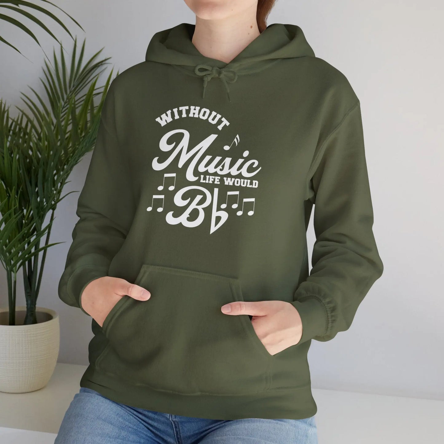 "Without Music Life Would Bb" Graphic Hoodie - Cozy Comfort and Musical Style Printify