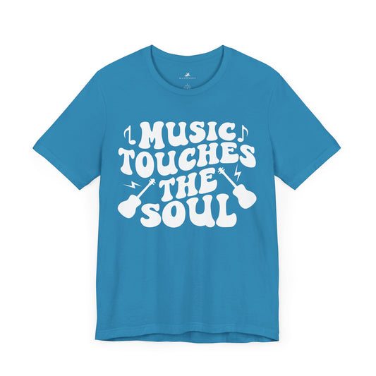 Music Touches the Soul Graphic Cotton T-Shirt - Trendy Short Sleeve Tee for Music Lovers and Emotional Thinkers | Unique Design, Comfortable Fit, Premium Quality Printify