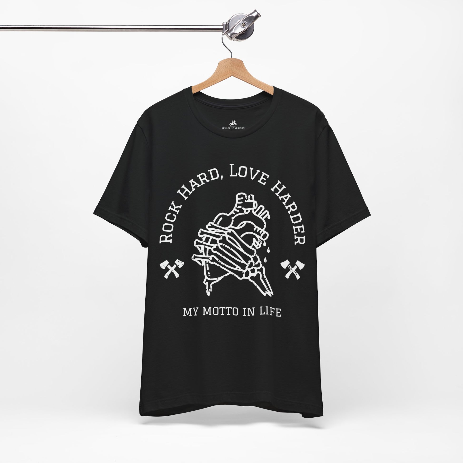 Rock Hard, Love Harder Graphic Cotton T-Shirt - Trendy Short Sleeve Tee for Music and Life Enthusiasts | Unique Design, Comfortable Fit, Premium Quality Printify