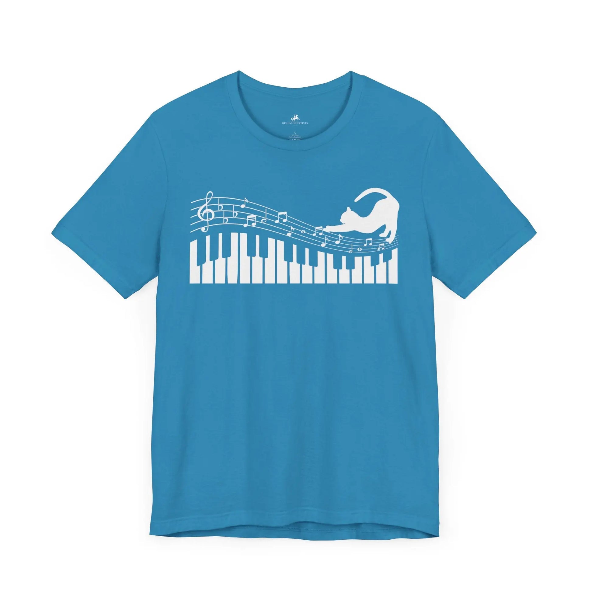 "Musical Cat" Music Graphic T-Shirt – Where Purr-fection Meets the Piano! Printify