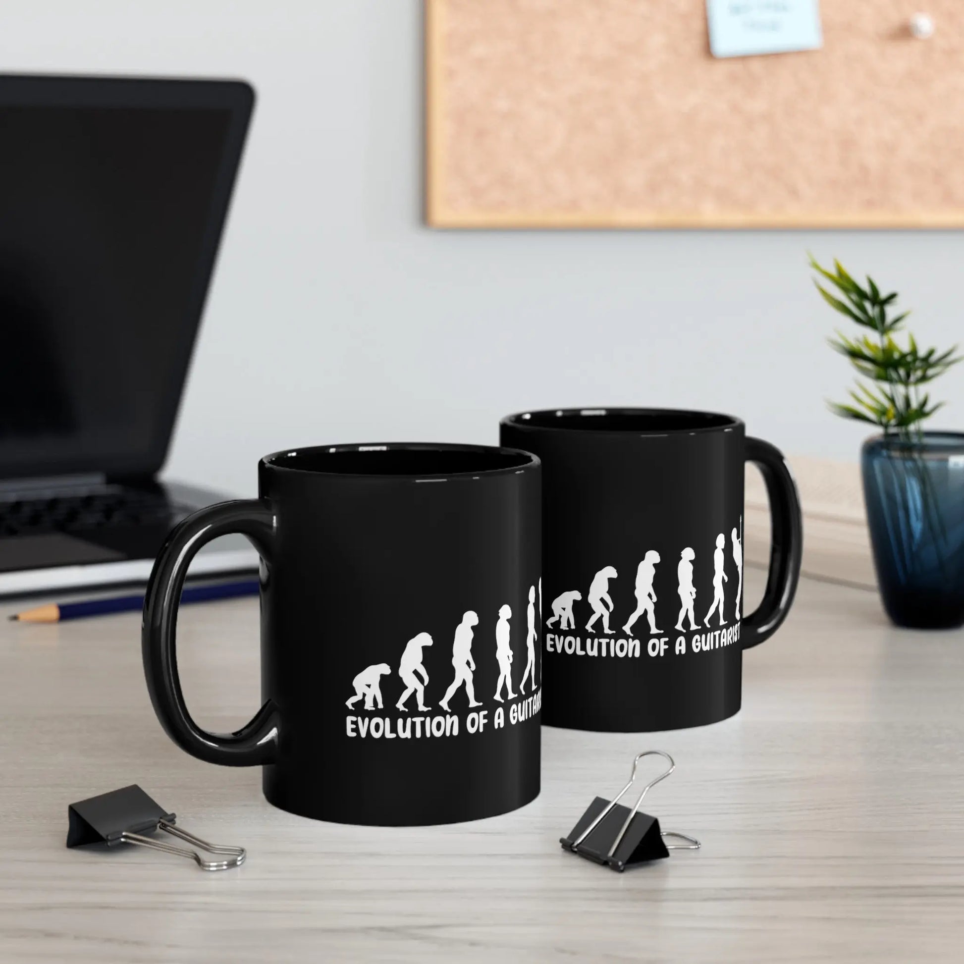 "Evolution of a Guitarist" Coffee Mug - Excellent Gift for Guitar & Coffee Lovers Realm of Artists