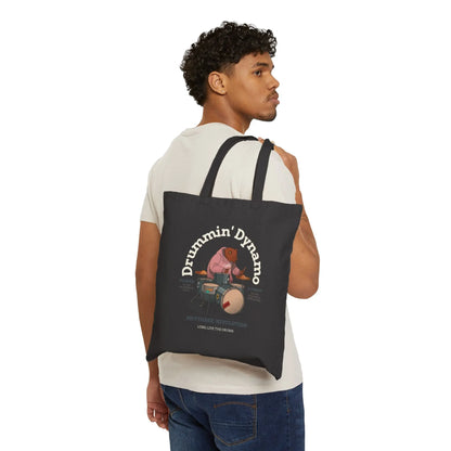 "Drummin' Dynamo" Cotton Canvas Tote Bag - Realm of Artists