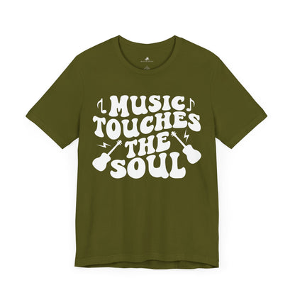 Music Touches the Soul Graphic Cotton T-Shirt - Trendy Short Sleeve Tee for Music Lovers and Emotional Thinkers | Unique Design, Comfortable Fit, Premium Quality Printify