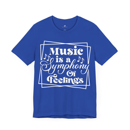 Music Is a Symphony of Feelings Graphic Cotton T-Shirt - Trendy Short Sleeve Tee for Music Lovers and Emotion Enthusiasts | Unique Design, Comfortable Fit, Premium Quality Printify