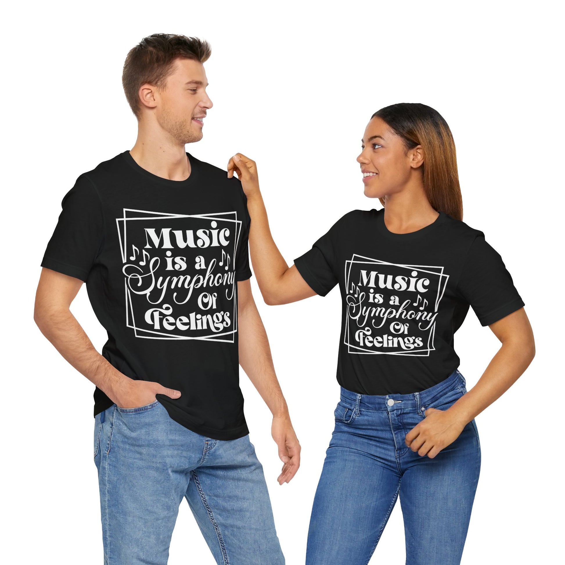 Music Is a Symphony of Feelings Graphic Cotton T-Shirt - Trendy Short Sleeve Tee for Music Lovers and Emotion Enthusiasts | Unique Design, Comfortable Fit, Premium Quality Printify