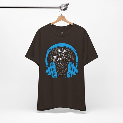 Music Is My Therapy Graphic Cotton T-Shirt - Trendy Short Sleeve Tee for Men and Women | Relaxed Fit, Unique Design Printify