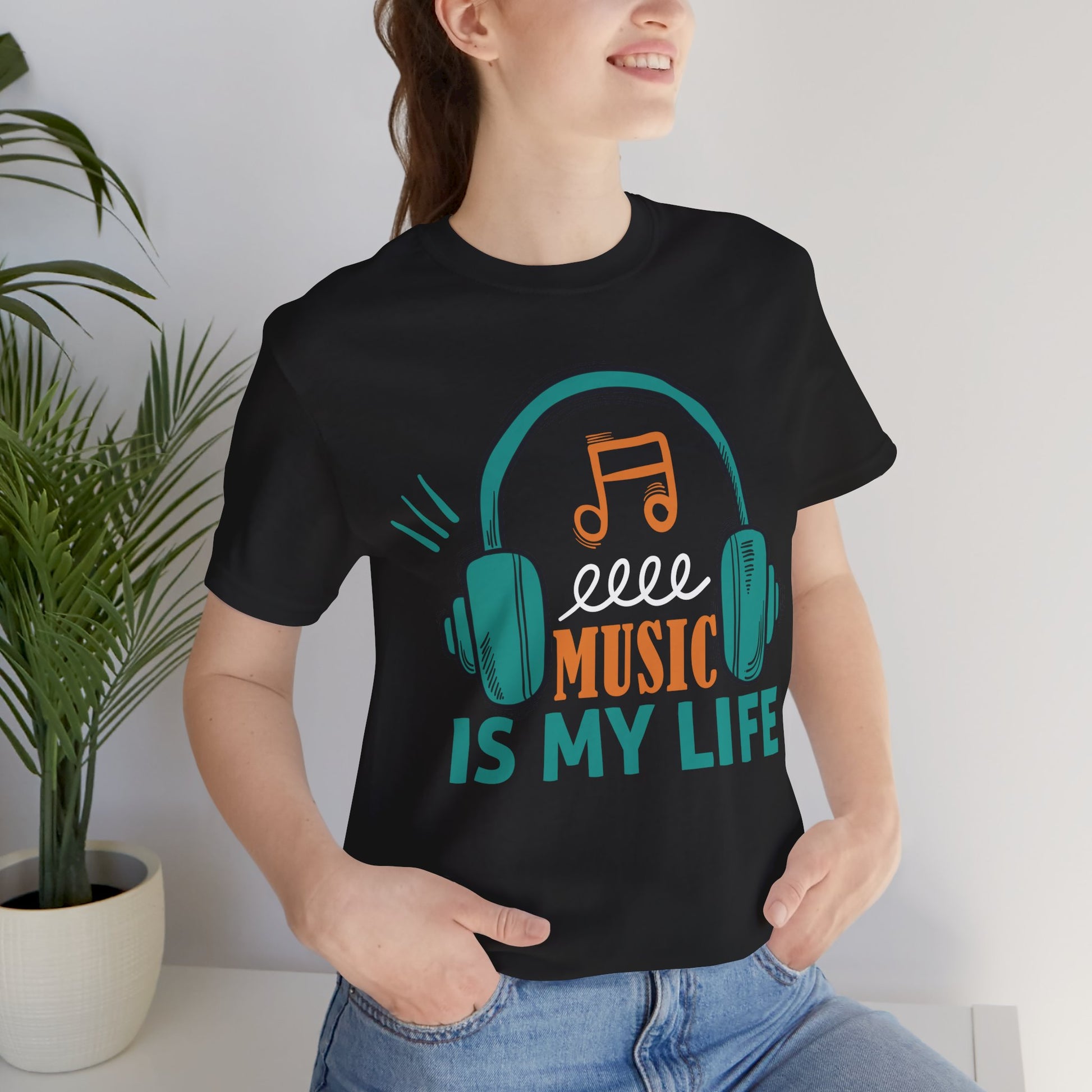 Music Is My Life Graphic Cotton T-Shirt - Trendy Short Sleeve Tee for Music Enthusiasts | Unique Design, Comfortable Fit, Premium Quality Printify