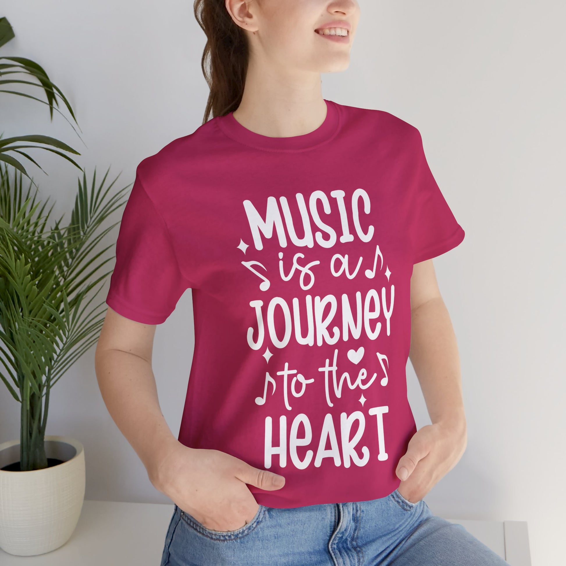 Music Is a Journey to the Heart Graphic Cotton T-Shirt - Trendy Short Sleeve Tee for Music Lovers and Soul Seekers | Unique Design, Comfortable Fit, Premium Quality Printify