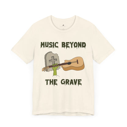 Music Beyond the Grave Graphic Cotton T-Shirt - Trendy Short Sleeve Tee for Music Lovers | Unique Design, Comfortable Fit, Premium Quality Printify