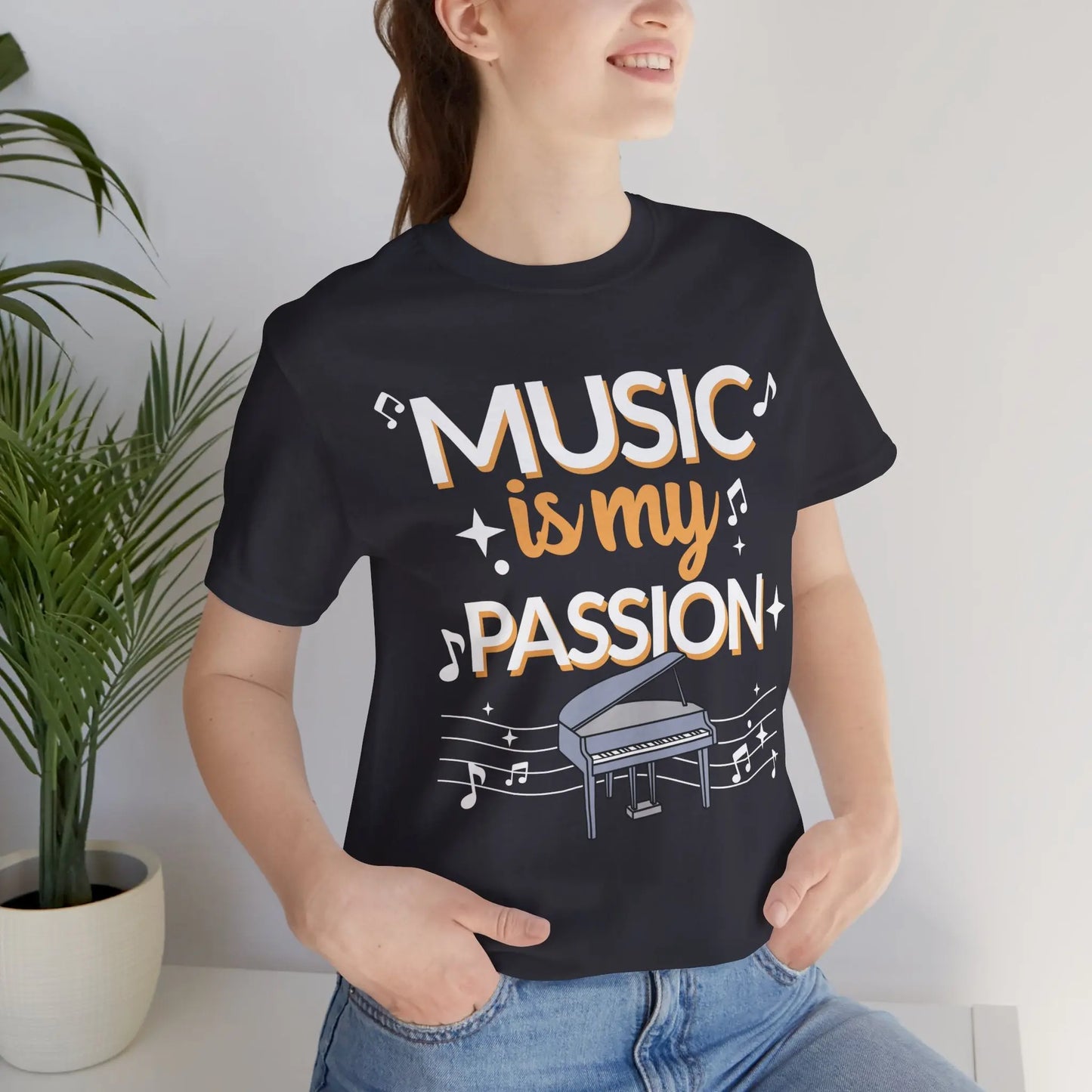 Music is My Passion Graphic Cotton T-Shirt - Trendy Short Sleeve Tee for Men and Women | Unique Design, Everyday Style Printify