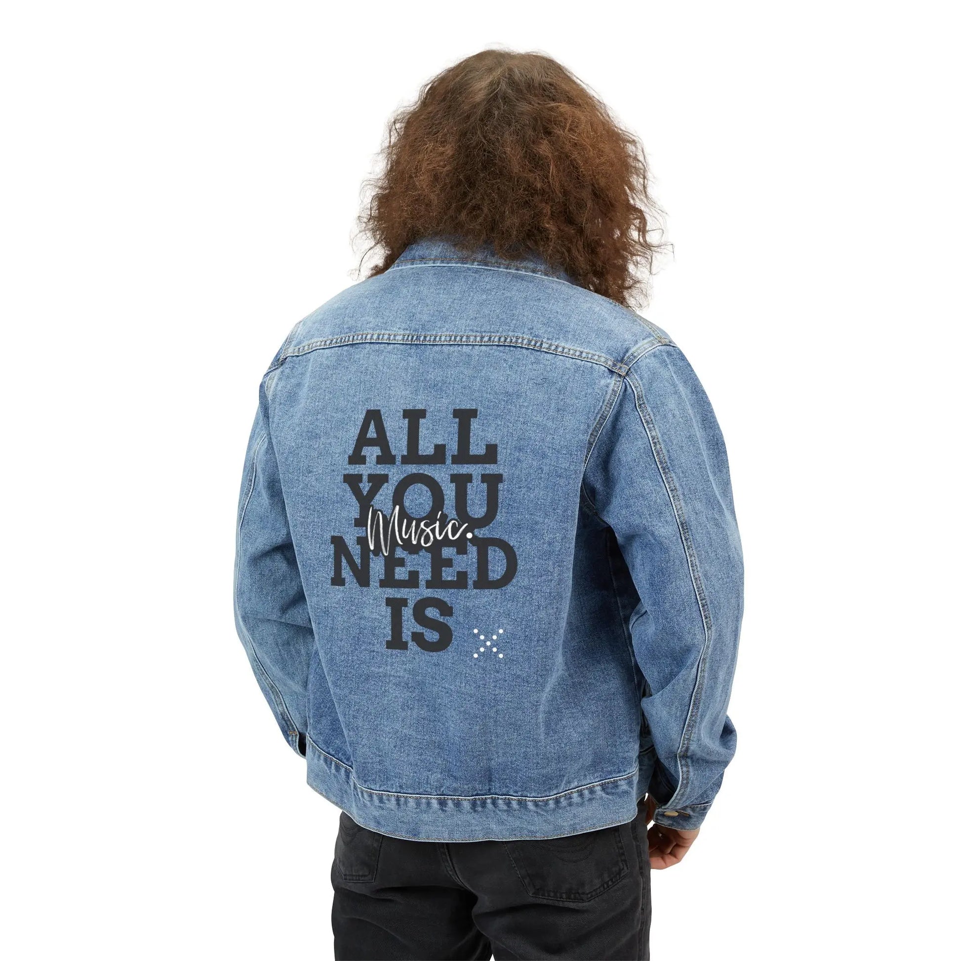 "All You Need is Music" Men's Denim Jacket - Realm of Artists