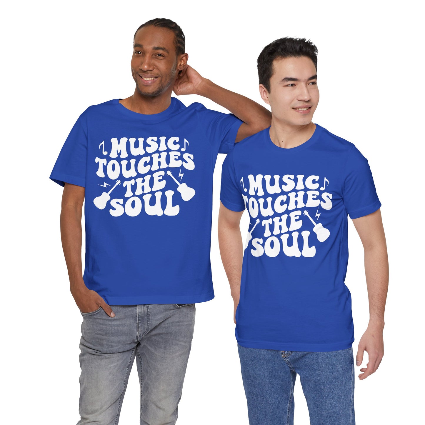 Music Touches the Soul Graphic Cotton T-Shirt - Trendy Short Sleeve Tee for Music Lovers and Emotional Thinkers | Unique Design, Comfortable Fit, Premium Quality Printify