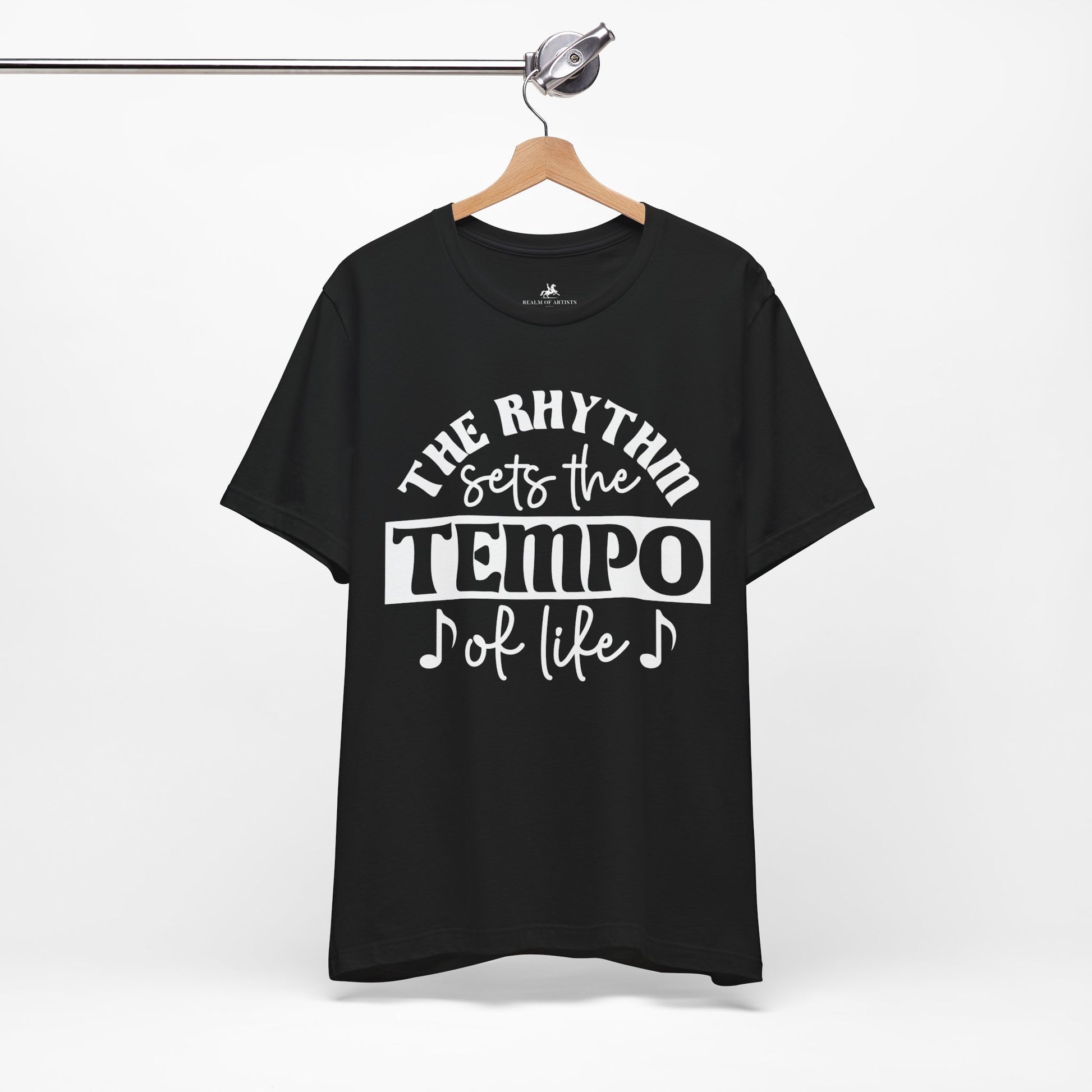 The Rhythm Sets the Tempo of Life Graphic Cotton T-Shirt - Trendy Short Sleeve Tee for Music Lovers and Life Enthusiasts | Unique Design, Comfortable Fit, Premium Quality Printify